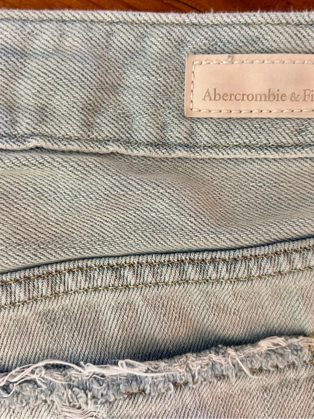 Abercrombie & Fitch light blue distressed denim cut-off shorts - Picture 5 of 6